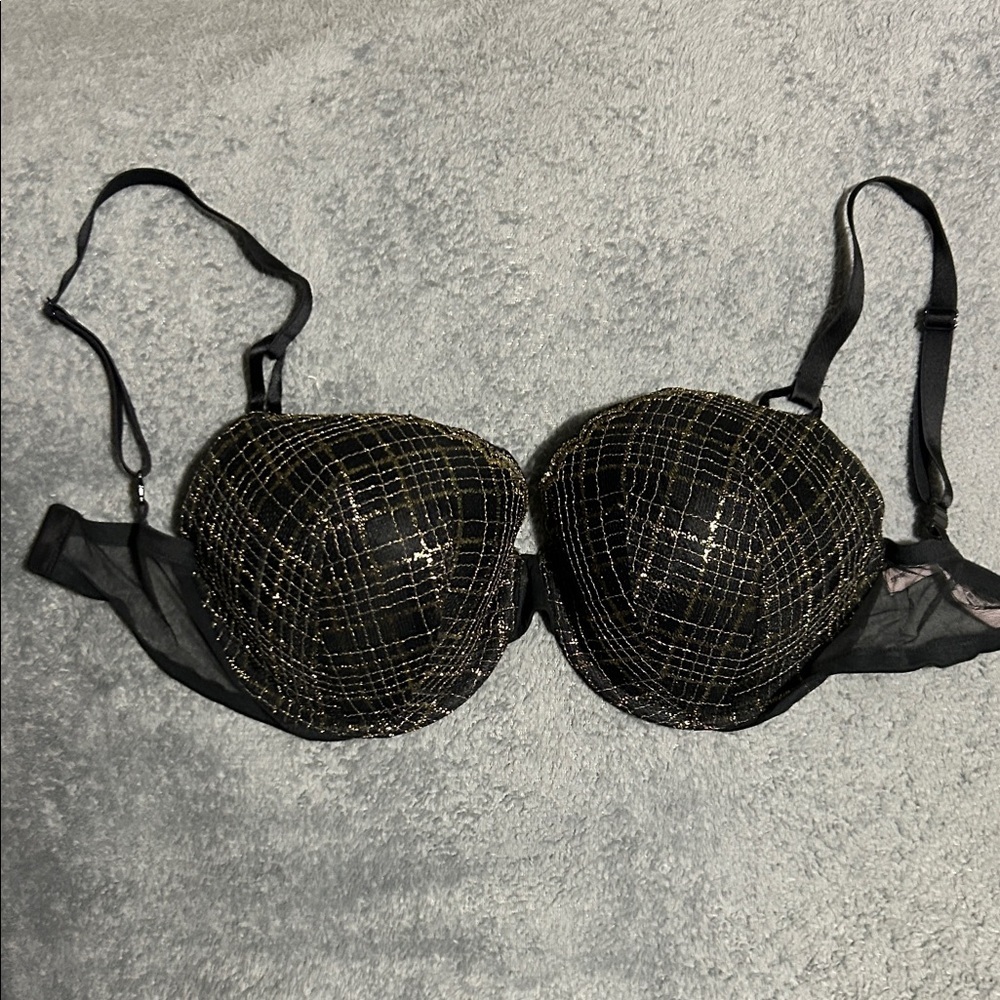 Victoria’s Secret Black & Gold Sparkle Underwire Bra